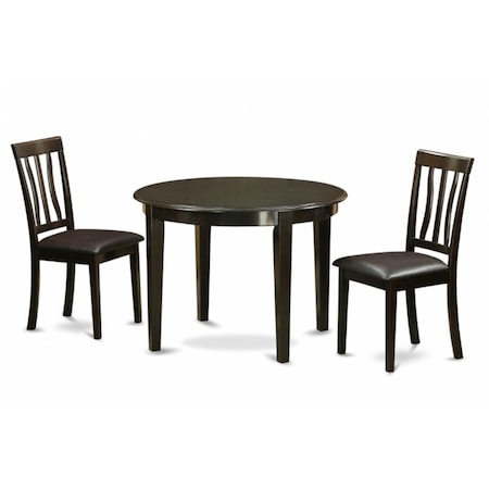 East West Furniture 3 Piece Small Kitchen Table and Chairsset-Dining Table and 2 Dinette Chairs HLAN3-CAP-LC